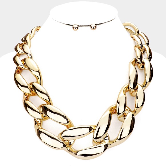Gold Hip Hop Chunky Cuban Chain Choker Statement Necklace - Picture 1 of 4